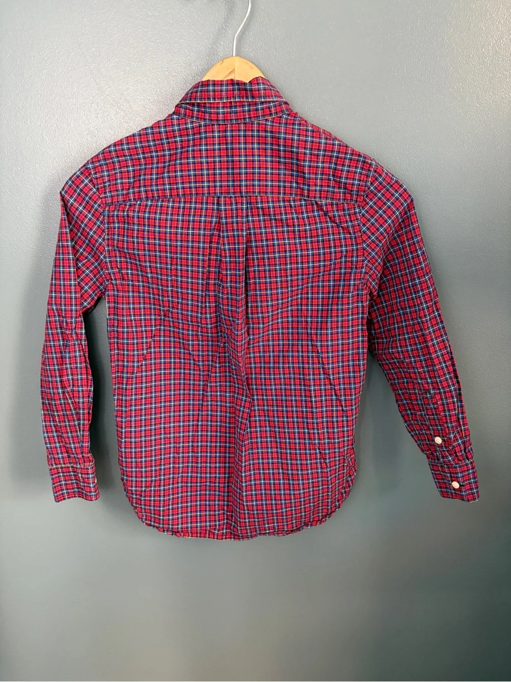Ralph Lauren Boys Red Plaid Long Sleeve Button-Down Shirt M (10-12)